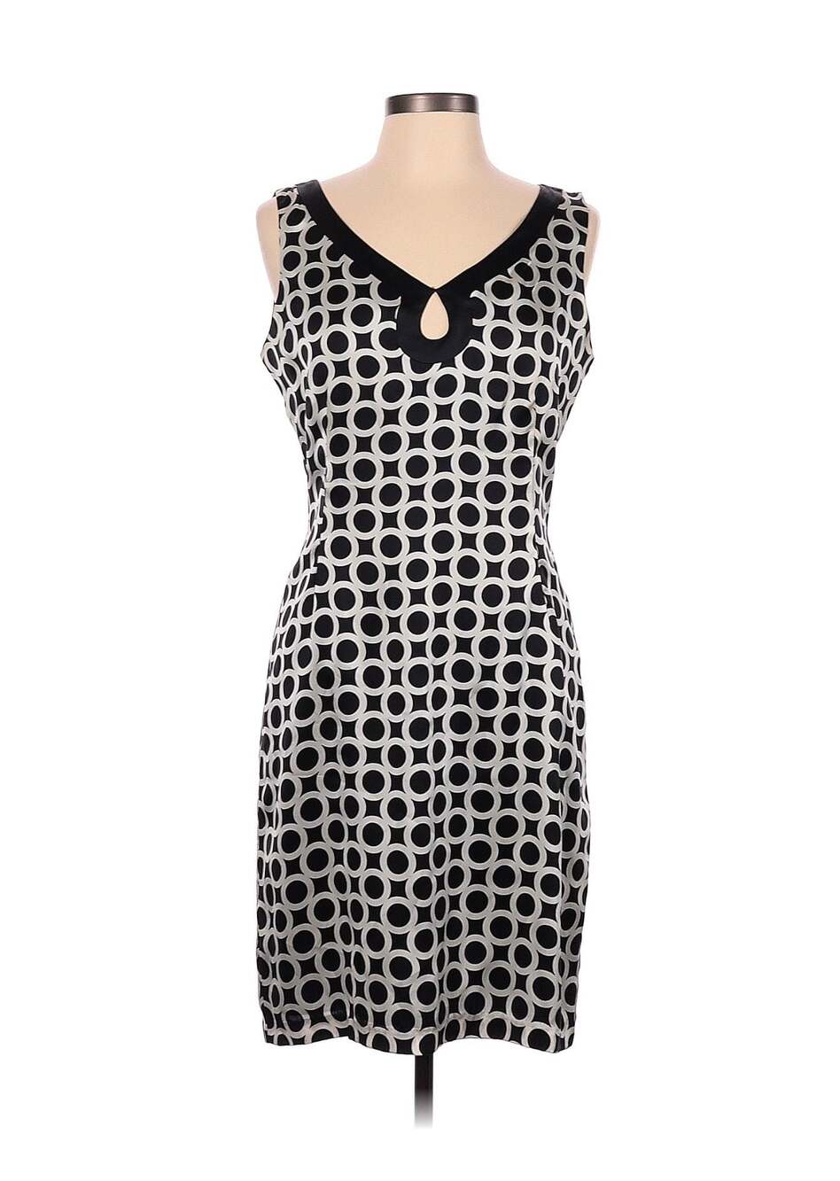 ECI New York Silk Mod Geometric Circle Print Shift Dress